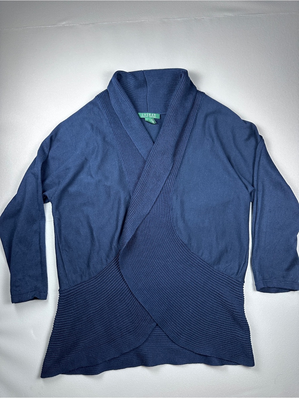 Lauren Ralph Lauren Women’s XL Navy Blue Cotton Shawl Collar Cardigan Sweater